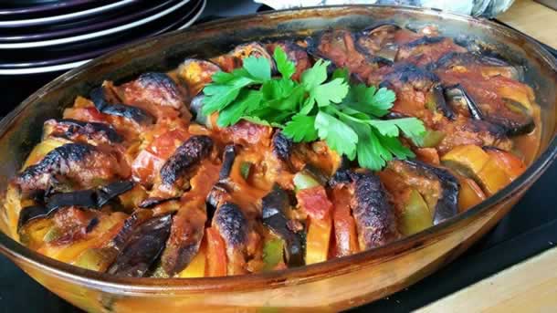 Gratin libanais de légumes et viande hachée
