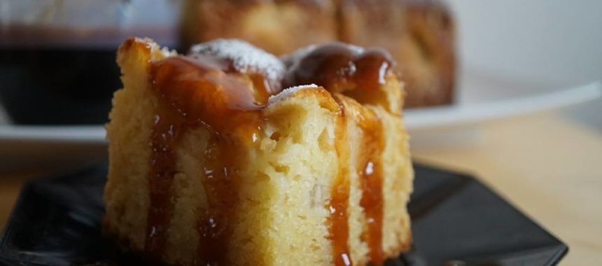 Moelleux aux pommes&nectarines au caramel au beurre salé à la fleur de sel